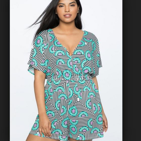 Eloquii Pants - Eloquii Fun Kiwi Print Romper Size 14 / 16